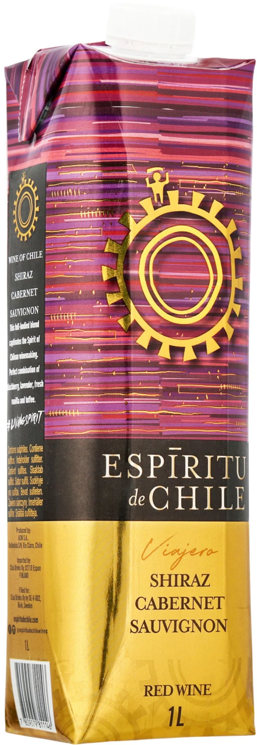 Espiritu de Chile Viajero Shiraz Cabernet 2025 kartonkitölkki