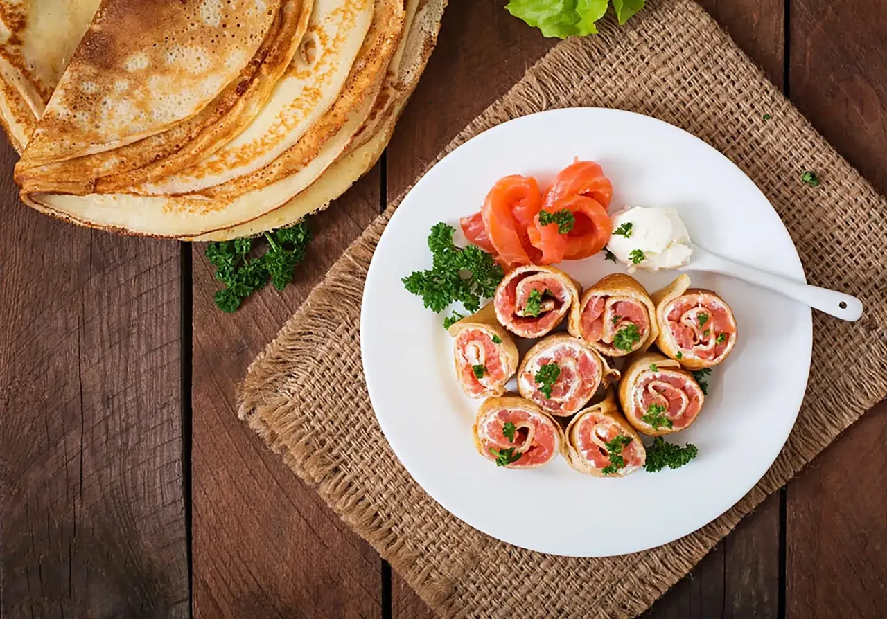 Rucolatäytteiset lohikrepit