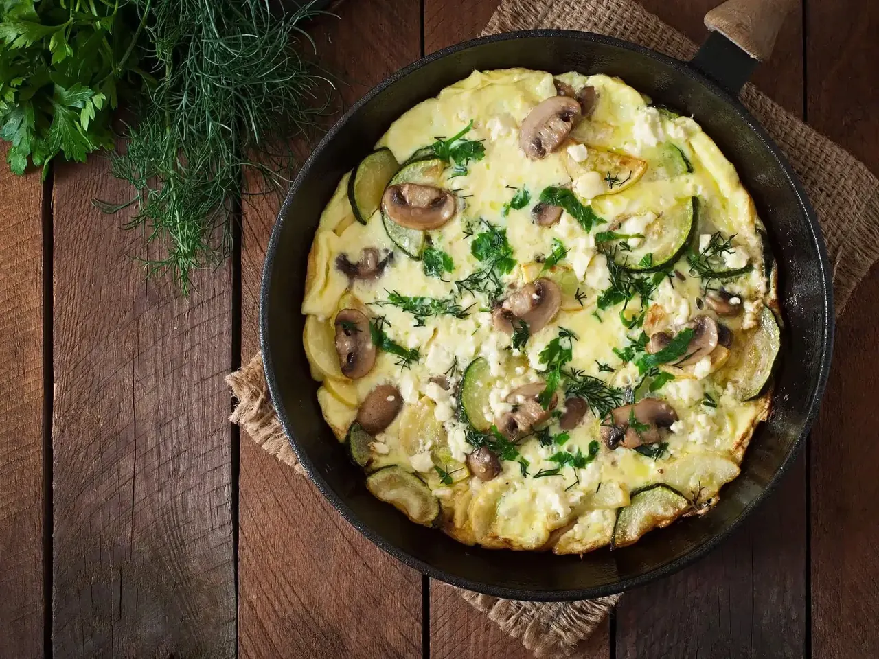 Metsäsienifrittata