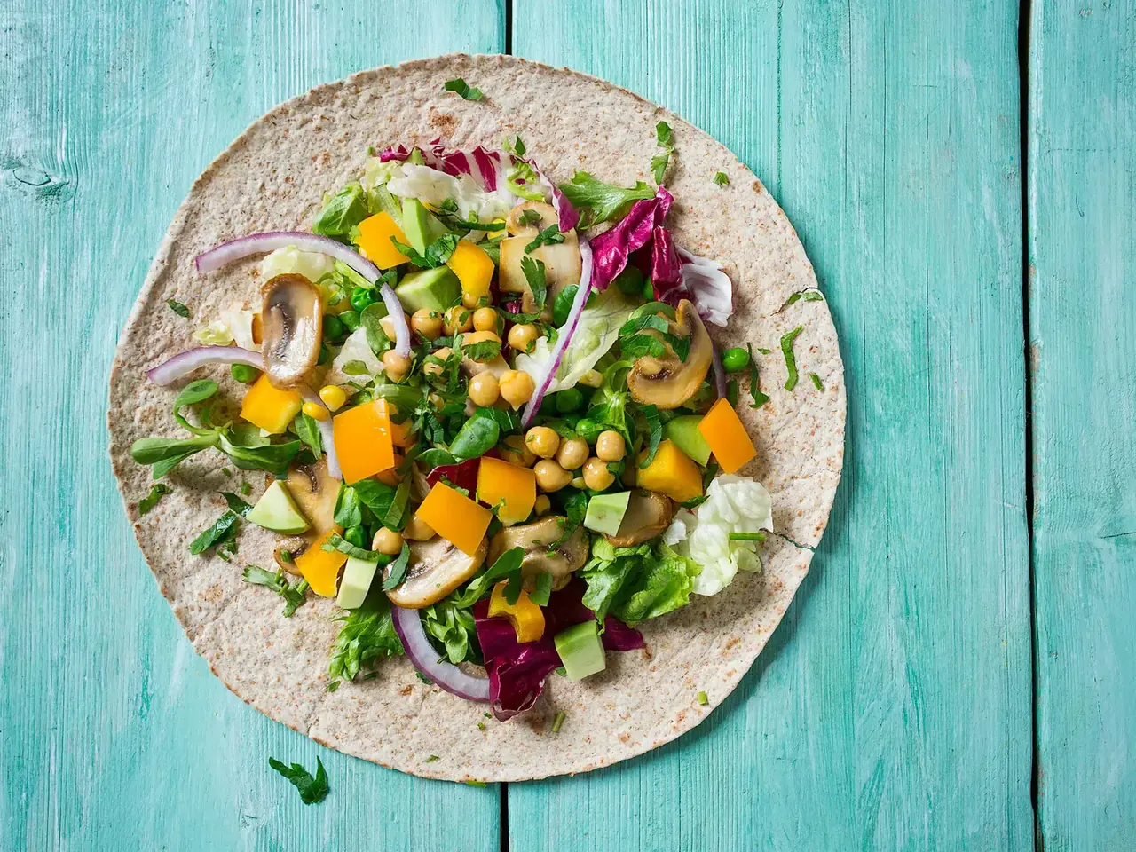 Paahdettu kikhernetortilla
