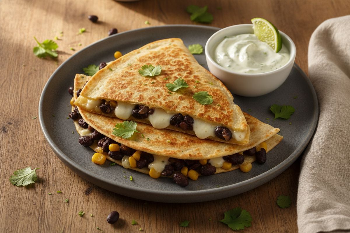 Helppo kasvisquesadilla